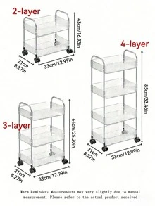 1pc Multi-Layer (2/3/4 Layers) Transparent Multipurpose Rolling Cart, Storage Rack, Strong Load-Bearing Capacity, Rotatable Wheels, Lockable, Convenient And Flexible, Acrylic Material, Floor Standing Mobile Snack Storage Cart, Suitable For Kitchen - Multicolor - View 3