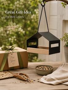 Haus Hana 1PC Modern Minimalist Hanging Bird Feeder, Handmade Bird Feeding House & Seed Holder For Garden, Yard, Patio, Balcony, Porch, Tree, Outdoor Bird Watching, Spring Summer Decor, Housewarming & Garden Lover Gift - multicolor - View 8