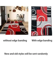 1pc Washable Carpet, Modern Geometric Pattern, Suitable For Living Room, Bedroom, Office, Striped & Circular Design, Contemporary Distressed Style, Low Pile, Neutral Soft, Patchwork Square Pattern, - multicolor - View 7