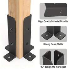 可調節甲板柱錨定支架 2 件組，適用於 1.5x1.5–2x2–4"–4x4" 重型金屬柱，用於安裝木圍欄和涼亭柱，易於安裝，提供結構支撐，配備緊湊型安裝支架 - 黑色 - 查看 2