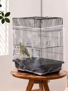 1pc Elastic Tight Mesh Net Dustproof Cover For Birdcage, All Seasons Universal Universal Anti-Feather Anti-Spilling Bird Cage Hood - White - View 3