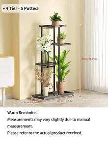 1pc Iron Flower Stand, Black Minimalist Style Plant Rack, Suitable For Living Room, Balcony Decor, 4-8 Tier Multi-Layer Storage Shelf, Multifunctional Display Rack - black - View 12
