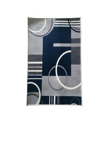 1pc Washable Carpet, Modern Geometric Pattern, Suitable For Living Room, Bedroom, Office, Striped & Circular Design, Contemporary Distressed Style, Low Pile, Neutral Soft, Patchwork Square Pattern, - multicolor - View 3