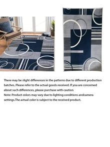 1pc Washable Carpet, Modern Geometric Pattern, Suitable For Living Room, Bedroom, Office, Striped & Circular Design, Contemporary Distressed Style, Low Pile, Neutral Soft, Patchwork Square Pattern, - multicolor - View 4