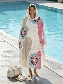 1pc Hooded Surf Changing Robe, Wearable Beach Towel, Quick-Dry Microfiber Wetsuit Changing Towel With Pockets, Suitable For Male And Female Surfers - Multicolor - View 6