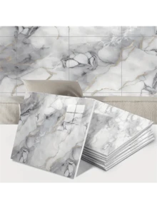 10 Pieces Of Anti-Marble Tiles Wallpaper-Easy To Paste And Remove, Easy To Tear And Paste, Anti-Pollution And High Temperature Resistance, Suitable For Kitchen And Bathroom Tile Stickers, Living Room Home - Multicolor - View 4
