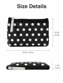 Madebyblanc 1 Buah Tas Kosmetik Kanvas Polkadot, Tas Kosmetik Portabel dengan Resleting dan Tali Pergelangan Tangan, Dompet Penyimpanan Serbaguna Ringan, Organizer Perjalanan Persegi Panjang yang Lucu, Untuk Kosmetik, Alat Tulis, dan Perlengkapan Kecil, Aksesori Penyimpanan Harian untuk Perjalanan dan Liburan - MultiWarna - View 4