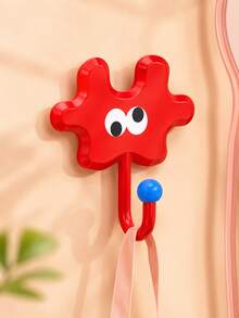 Zazumi 4pcs Cute Cartoon Puzzle Shape Self-Adhesive Wall Hooks, No Drill Colorful Decorative Sticky Hooks For Keys Bags Hanging - default - View 5