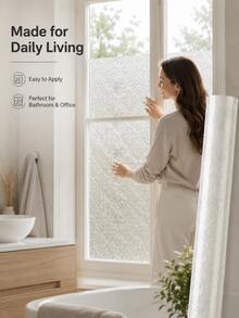 Haus Hana Matte Glass Window Film Available In Static Cling And Self-Adhesive Styles, Blocking Outside Sight While Allowing Soft Light To Pass Through. Simple To Attach On Flat Glass Surfaces. Ideal For Bathroom, Office And Indoor Windows To Add Privacy. - multicolor - View 7