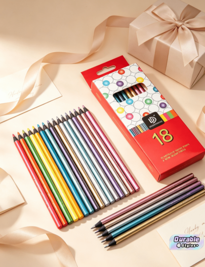 Set de 18 lápices de colores neón metálicos, 6 lápices fluorescentes y 12 lápices metálicos para dibujo, bocetos, diarios, colorear para adultos y manualidades DIY