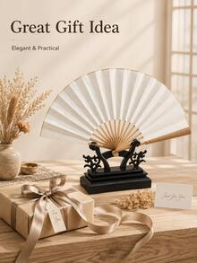 Haus Hana Chinese Style Bamboo Folding Fan Display Stand, Classical Fan Holder & Tabletop Support Rack For Hand Fans, Decorative Fans, Tea Room, Living Room, Office Desk, Shelf, Wedding, Cultural Display, Holiday & Housewarming Gift - multicolor - View 11