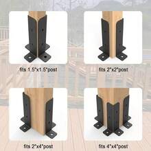 可調節甲板柱錨定支架 2 件組，適用於 1.5x1.5–2x2–4"–4x4" 重型金屬柱，用於安裝木圍欄和涼亭柱，易於安裝，提供結構支撐，配備緊湊型安裝支架 - 黑色 - 查看 5