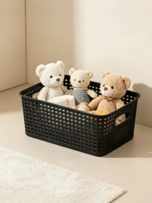 6pcs Black Stackable Plastic Storage Baskets Multipurpose Organizer Bins For Shelves Drawers Desktop Closet Playroom Classroom Office Home Storage - Multicolor - View 7