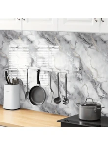 10 Pieces Of Anti-Marble Tiles Wallpaper-Easy To Paste And Remove, Easy To Tear And Paste, Anti-Pollution And High Temperature Resistance, Suitable For Kitchen And Bathroom Tile Stickers, Living Room Home - Multicolor - View 5