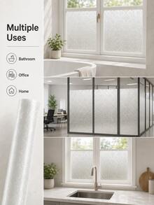 Haus Hana Matte Glass Window Film Available In Static Cling And Self-Adhesive Styles, Blocking Outside Sight While Allowing Soft Light To Pass Through. Simple To Attach On Flat Glass Surfaces. Ideal For Bathroom, Office And Indoor Windows To Add Privacy. - multicolor - View 4