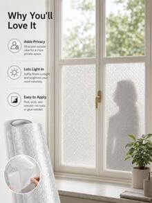 Haus Hana Matte Glass Window Film Available In Static Cling And Self-Adhesive Styles, Blocking Outside Sight While Allowing Soft Light To Pass Through. Simple To Attach On Flat Glass Surfaces. Ideal For Bathroom, Office And Indoor Windows To Add Privacy. - multicolor - View 8