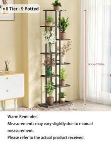 1pc Iron Flower Stand, Black Minimalist Style Plant Rack, Suitable For Living Room, Balcony Decor, 4-8 Tier Multi-Layer Storage Shelf, Multifunctional Display Rack - black - View 14