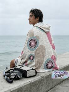 1pc Hooded Surf Changing Robe, Wearable Beach Towel, Quick-Dry Microfiber Wetsuit Changing Towel With Pockets, Suitable For Male And Female Surfers - Multicolor - View 1
