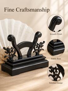 Haus Hana Chinese Style Bamboo Folding Fan Display Stand, Classical Fan Holder & Tabletop Support Rack For Hand Fans, Decorative Fans, Tea Room, Living Room, Office Desk, Shelf, Wedding, Cultural Display, Holiday & Housewarming Gift - multicolor - View 5