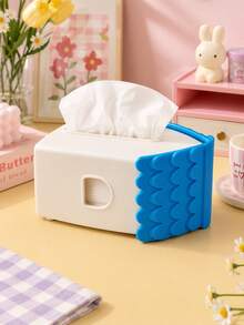 Joivida Cute Cartoon House-Shaped Tissue Holder With Textured Tiled Roof, Available In Blue And Red Roof Options, It Allows Easy Access To Paper Tissues. It Works As Practical Daily Storage As Well As Charming Decorative Ornament To Spruce Up Living Room - Multicolor - View 7