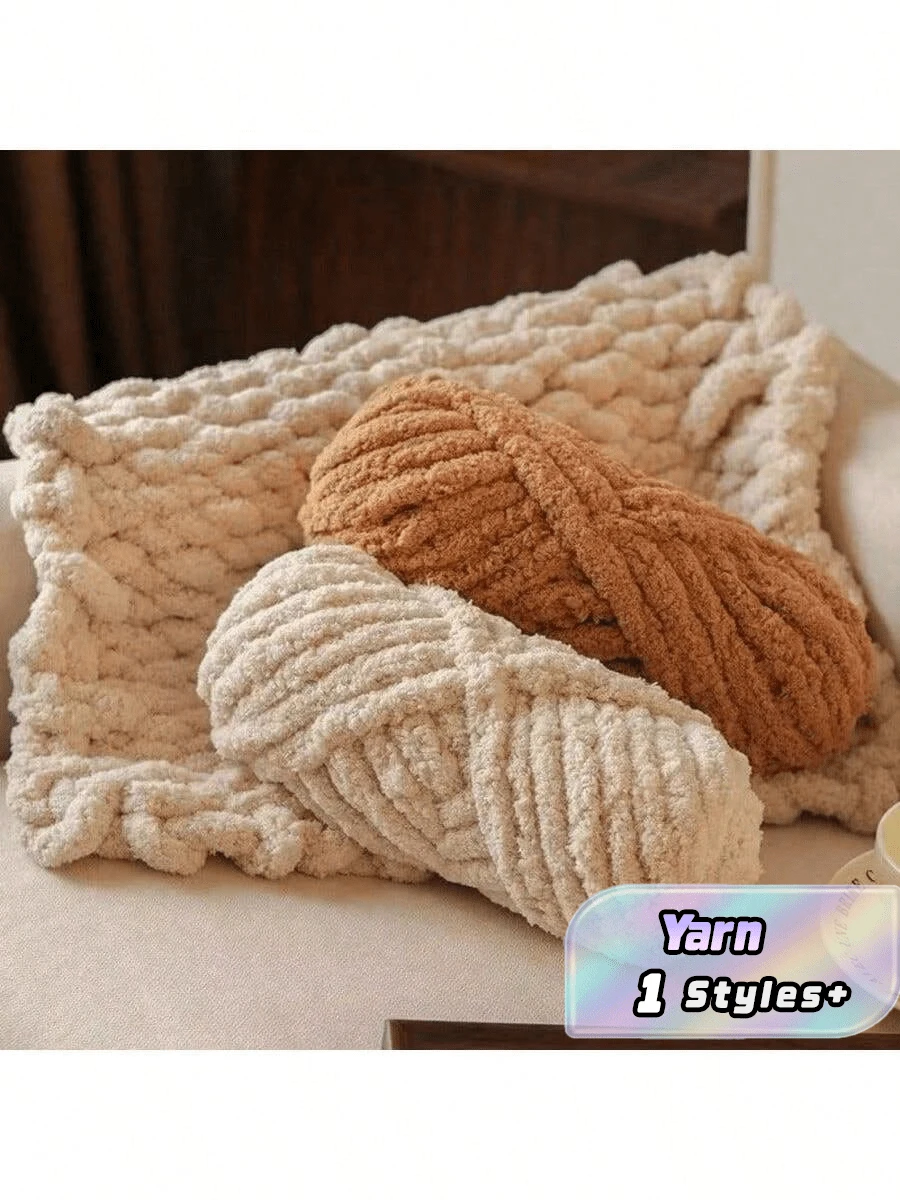 Super Thick Polyester Yarn, 500G Multi-Color Soft DIY Craft Yarn, Suitable For Hand Knitting, Blankets, Pillows, Pet Beds, Multiple Colors Available - Cat tail roll - View 1