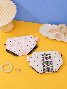 Joivida 1Pc Polka Dot Mesh Underwear Shaped Storage Bag, Apricot/Pink, Multifunctional Storage Bag, Mini Lipstick Bag, Mini Makeup Bag, Easy To Carry - Multicolor - View 4