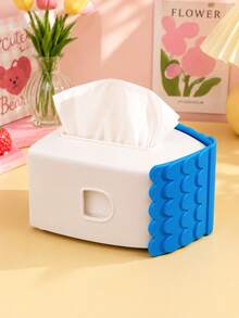 Joivida Cute Cartoon House-Shaped Tissue Holder With Textured Tiled Roof, Available In Blue And Red Roof Options, It Allows Easy Access To Paper Tissues. It Works As Practical Daily Storage As Well As Charming Decorative Ornament To Spruce Up Living Room - Multicolor - View 12