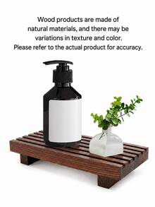 Haus Hana 1Pc Black/Brown Wooden Tray Stand, Modern Minimalist Raised Countertop Organizer, Rectangular Soap Dish Holder, Bathroom Vanity Storage Tray, Kitchen Sink Decor, Dresser Desktop Display Base For Home - Multicolor - View 4