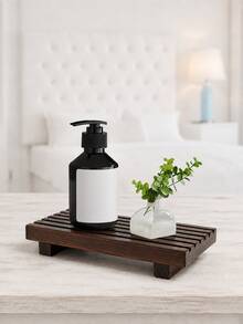 Haus Hana 1Pc Black/Brown Wooden Tray Stand, Modern Minimalist Raised Countertop Organizer, Rectangular Soap Dish Holder, Bathroom Vanity Storage Tray, Kitchen Sink Decor, Dresser Desktop Display Base For Home - Multicolor - View 9