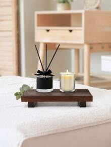 Haus Hana 1Pc Black/Brown Wooden Tray Stand, Modern Minimalist Raised Countertop Organizer, Rectangular Soap Dish Holder, Bathroom Vanity Storage Tray, Kitchen Sink Decor, Dresser Desktop Display Base For Home - Multicolor - View 6