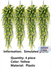 4 Stücke/Strauß künstliche Blumen, künstliche Pflanzen, realistische Simulation, DIY-Blumen, UV-Sträuße, Familienhof, Esstisch, Wohnzimmer, Raumdekoration, Hochzeitsfeier, Aktivitäten, Dekoration, künstliche Blumen aus Kunststoff - Gelbgrün - Übersicht 1