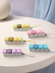 MINKOJA 1Pc Leopard-Pattern Keyboard Toy, A Cat-Shaped Pushable Keyboard With 4 Keys, A Stress-Relieving And Leisure Keyboard Keychain Toy In The Shape Of A Kitten, A Fun Keyboard Button Toy For Relieving Stress And Passing The Time - Cat head - View 2