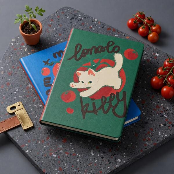 1pc/2pcs Tomato Cat A5 Notebook Thickened Minimalist Cute Journal Daily Planner For Students Portable Notepad With Cat Pattern For School & Office