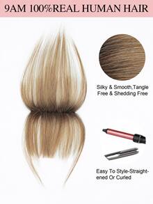 Clip In Bangs Human Hair, Wispy Air Bangs With Face-Framing Temples, Ombre Ash Blonde Balayage Fringe Clip In Hair Extensions, 3-Clip Invisible Bangs Hairpiece For Women, Natural Fluffy Lightweight Easy To Wear Daily - Multicolor - View 8