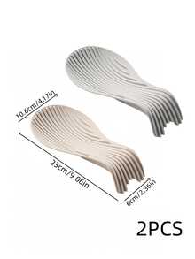 Haus Hana 1Pc/2Pcs Curved Spoon Rest Pad, Soft Thick Silicone Material, Striped Embossed Surface Texture, Heat-Resistant Anti-Slip Design With Liquid Drainage, Keeps Kitchen Counter Tidy, Placed Beside Stoves, For Home Cooks Daily Cooking And Food Prep Use - Multicolor - View 23