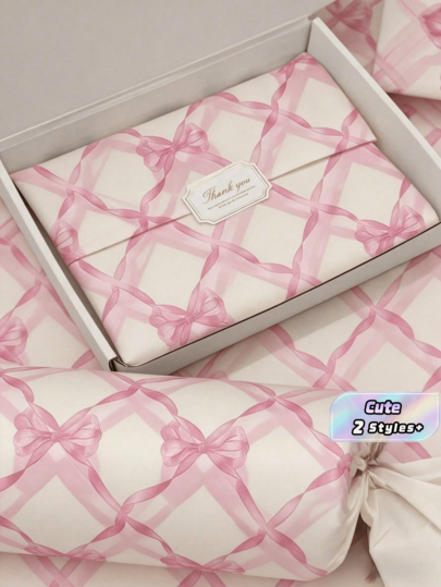 20/40 pezzi Carta da regalo con fiocco rosa, adatta per compleanno, festa, matrimonio, laurea e confezioni regalo per anniversari