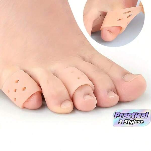 6/8/20pcs Silicone Toe Sleeves - Breathable Perforated Toe Caps For Running, Hiking, Skating And Dancing - Soft Elastic Hand-Washable Toe Covers, Nude Color, Finger/Toe Protectors, Toe Separators, Gifts For Parents