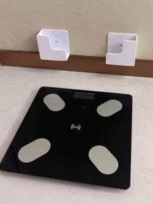 2PCS Wall Mounted Adhesive Scale Storage Rack Durable Plastic Space Saving Rustproof Waterproof Easy Clean For Bathroom Home Gym Compatible With Body Fat Scale Fitness Equipment No Drilling White - Multicolor - View 3