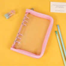 1 A6 Transparent Glitter Zipper Binder Pouch, Stationery Bag Suitable For Students - A6 - View 9