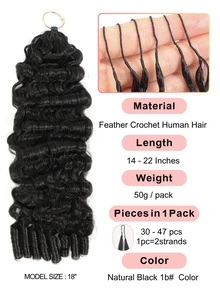 Boho Braids Miracle Knot Human Crochet Hair In 100% Remy Feather Line Crochet Hair Braids Salon Silky Seamless Invisible Natural Black Burmese Curl Miracle Knots Feather Crochet Human Hair Braiding Micro Pre Looped Crochet Human Hair Burmese Curly Extensions - Natural Black - View 2