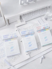 Haus Hana Accordion Foldable Multicolor Sticky Notes Pad, 4 Pastel Shades 120 Sheets Total 76*76mm Self-Adhesive Tearable Memo Notes, Portable Flip Design Study Annotation Markers For Exam Review, Class Notes, Office Reminders, Page Labeling - multicolor - View 2