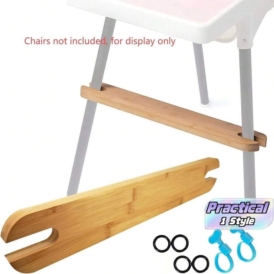 1 Bamboo High Chair Footrest With Adjustable Safety Strap – Wooden Footrest, Compatible With Antilop High Chair Accessories - Yellow - View 1