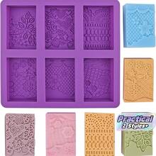 1/2pcs Silicone Soap Molds, 3D Complex Floral Soap Molds, Rectangular Lace Design Soap Molds, Suitable For Handmade Soap, Candle Wax Molds, Soap Bars, Bath Bombs, Reusable As Wedding Gifts - A - View 1