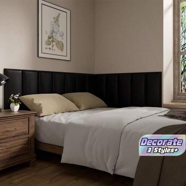 6pcs Thickened 3D Headboard Wall Panels, Tatami Frame Wallpaper, 50cm X 23cm, Peel And Stick, Easy Installation, Suitable For: Bedroom Living Room Anti-Collision Soft Wall Padding, Headboard Protection Pad