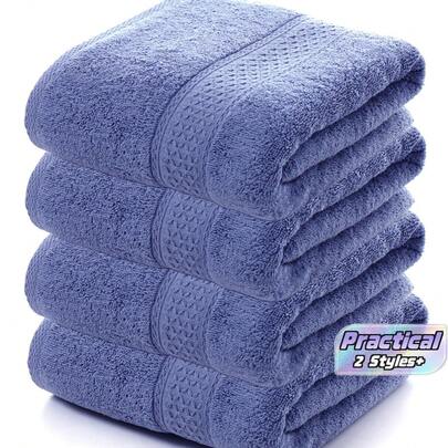 Juego de 4 toallas de algodón de unicolor moderno, ultra suaves, altamente absorbentes, de secado rápido, tamaño estándar, ligeras, antideslizantes, adecuadas para baños de sauna, accesorios de baño resistentes, regalo elegante.