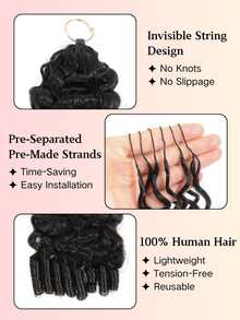Boho Braids Miracle Knot Human Crochet Hair In 100% Remy Feather Line Crochet Hair Braids Salon Silky Seamless Invisible Natural Black Burmese Curl Miracle Knots Feather Crochet Human Hair Braiding Micro Pre Looped Crochet Human Hair Burmese Curly Extensions - Natural Black - View 4