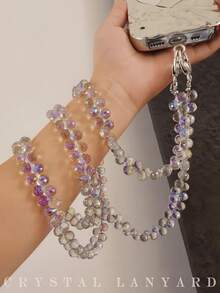 1 buah Rantai Panjang Manik Kristal Buatan Tangan Berkilau, Rantai Selempang Serbaguna untuk Ponsel, Tas, Dompet, Gantungan Kunci, Aksesoris Perhiasan DIY untuk Wanita - MultiWarna - View 2