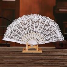 1件/2件裝復古法式蕾絲流蘇折疊手扇，便攜四季通用，適合舞蹈、女性畢業禮物及居家裝飾配件 - 彩色 - 查看 5