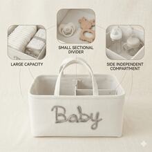 1pc Letter Diaper Storage Basket, Newborn Diaper Storage Box, Suitable For Nursery Use, Baby Shower Gift - Multicolor - View 7
