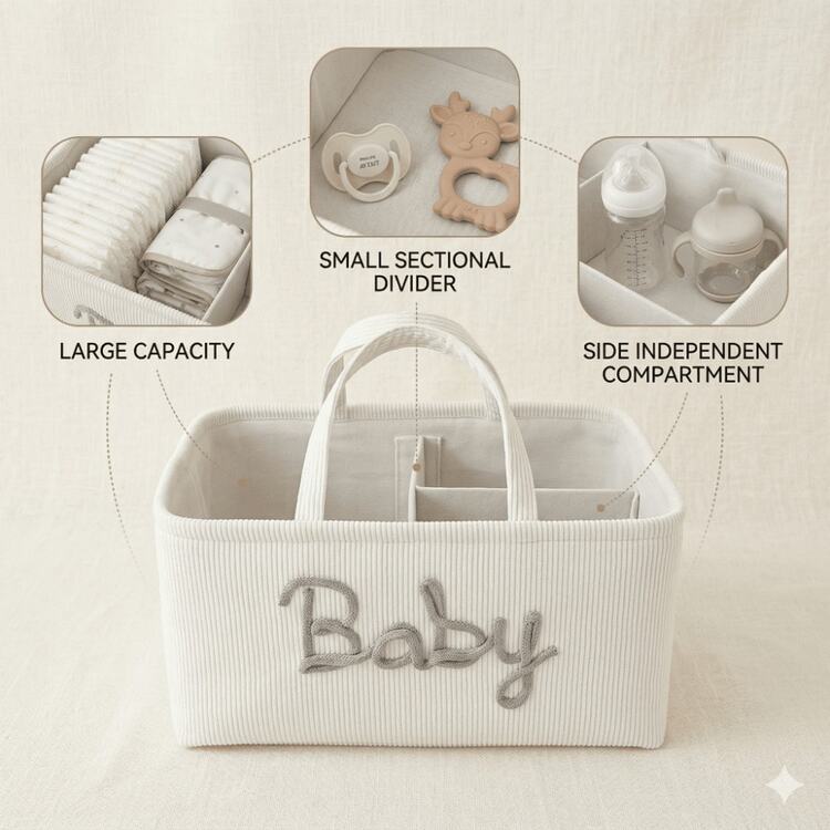 1pc Letter Diaper Storage Basket, Newborn Diaper Storage Box, Suitable For Nursery Use, Baby Shower Gift - Multicolor - View 6